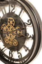 NEU! Wanduhr mit Zahnräder Schwarz/Gold 52cm Durchmesser