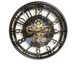 NEU! Wanduhr mit Zahnräder Schwarz/Gold 52cm Durchmesser
