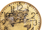 NEU! Wanduhr mit Zahnräder Weltkarte gold 60 cm Durchmesser