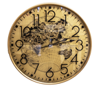 NEU! Wanduhr mit Zahnräder Weltkarte gold 60 cm Durchmesser